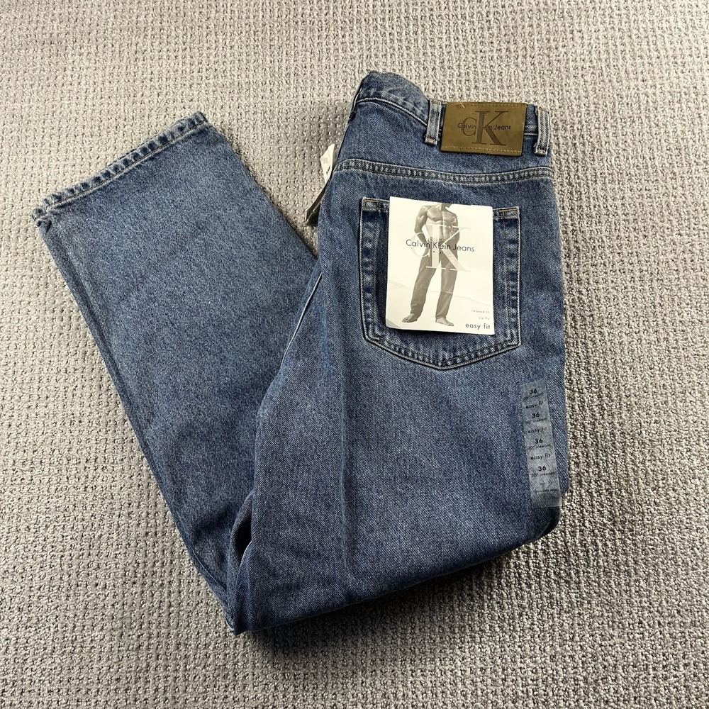 Vintage Calvin Klein Jeans Easy Fit Mens 36x30 Blue 90s Y2K Relaxed Straight NWT